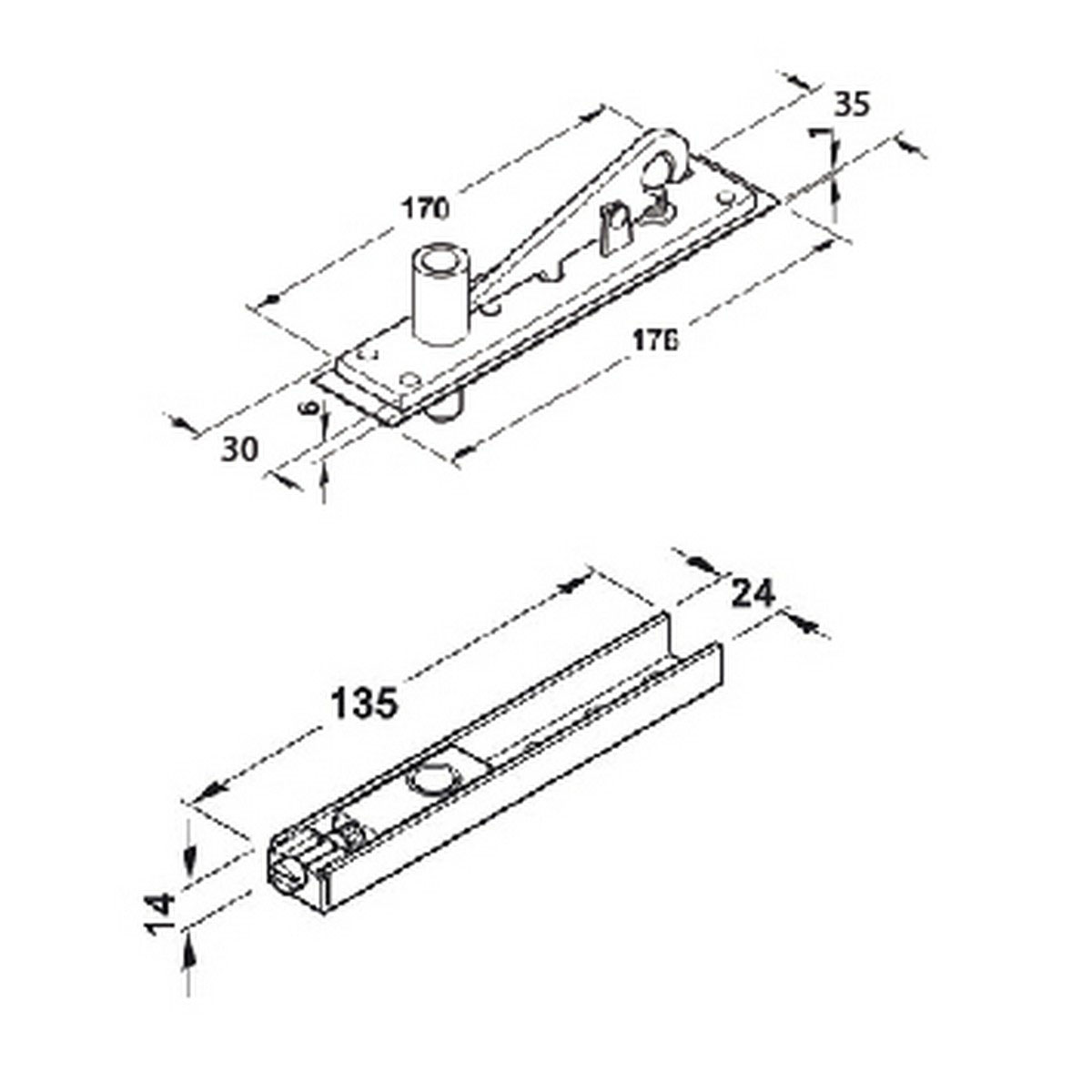 Pivot p/puerta superior eje 15mm.CY1515 (2434030) - Imagen 3