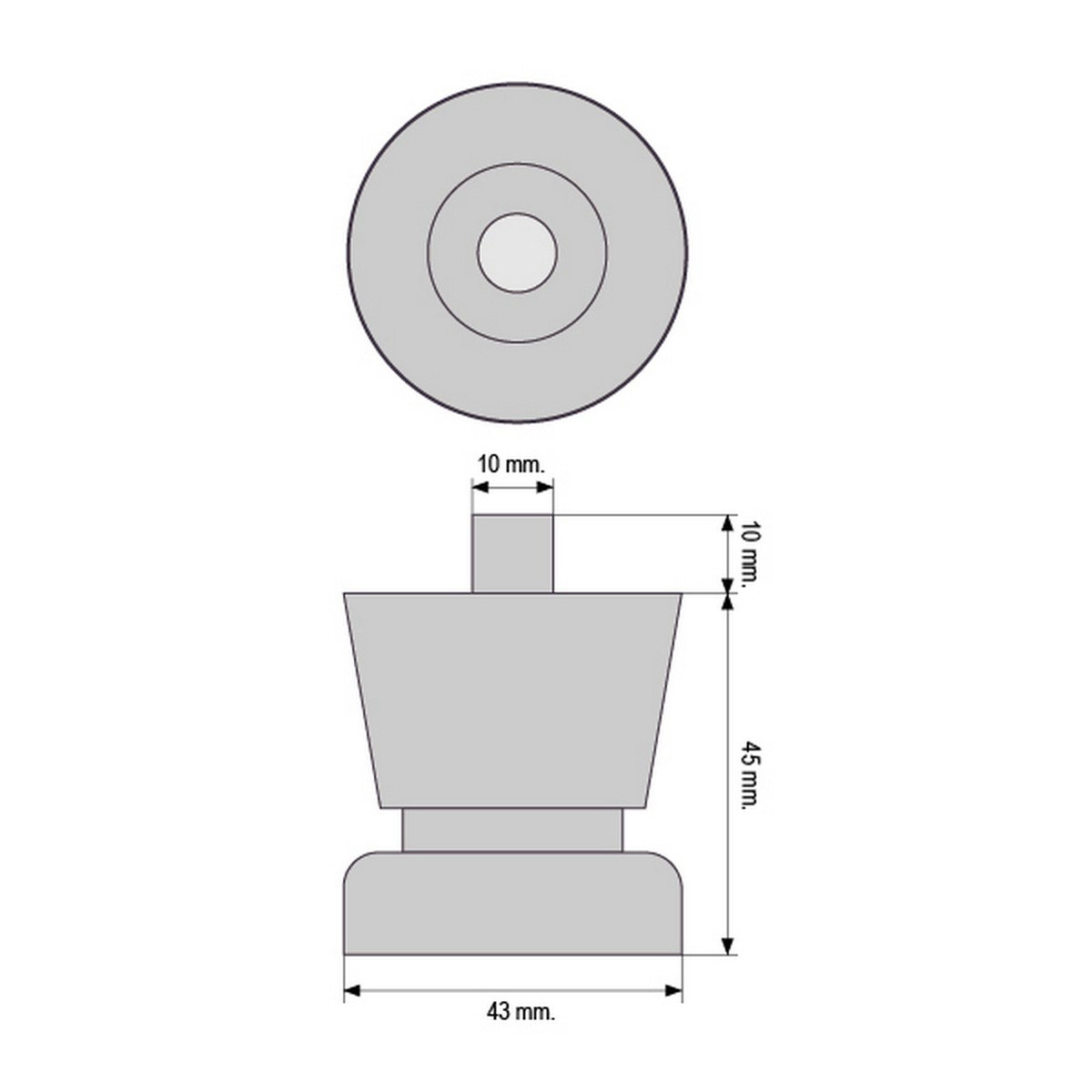 Pata plastica 45x13mm .gris metalizada (2912015) - Imagen 2