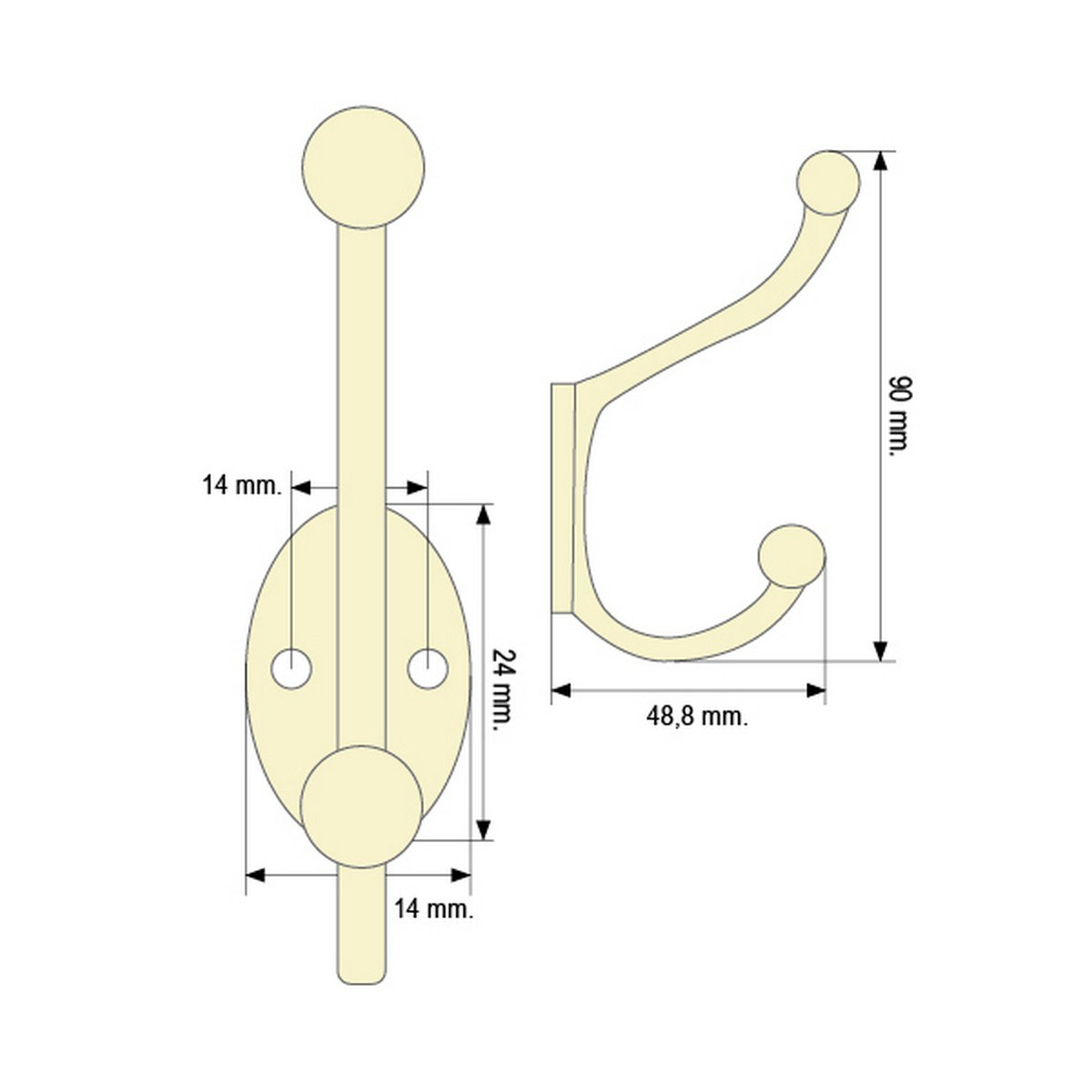 Percha doble bronceada N082 (2915120) - Imagen 2