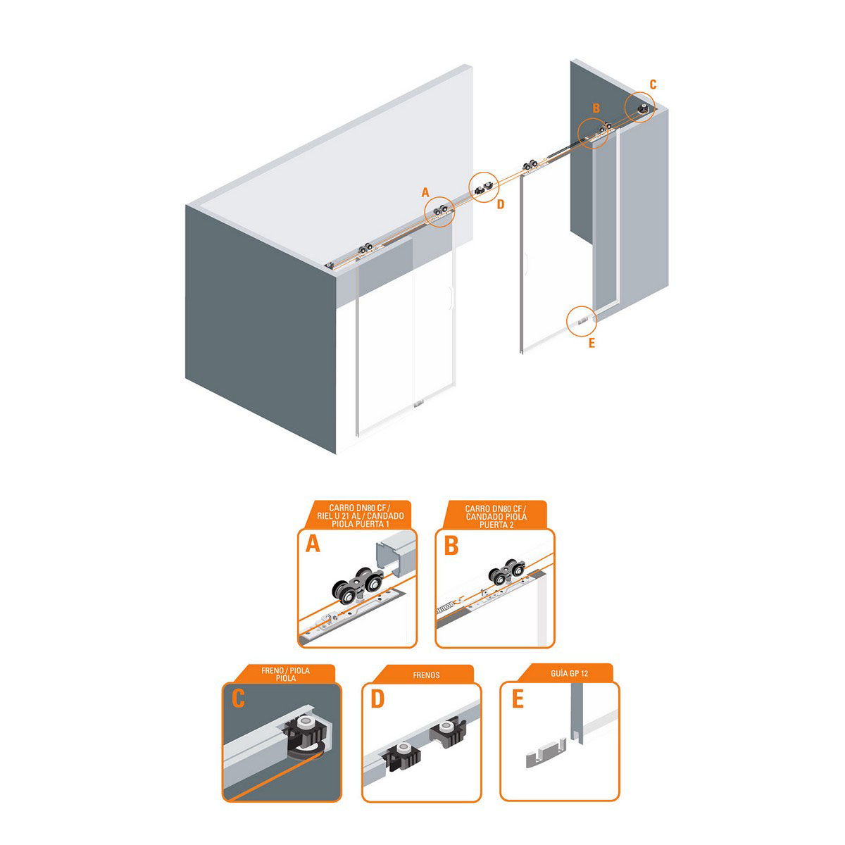 Corredera Twin DUCASSE opuesto puertas sincro (3120850) - Imagen 2