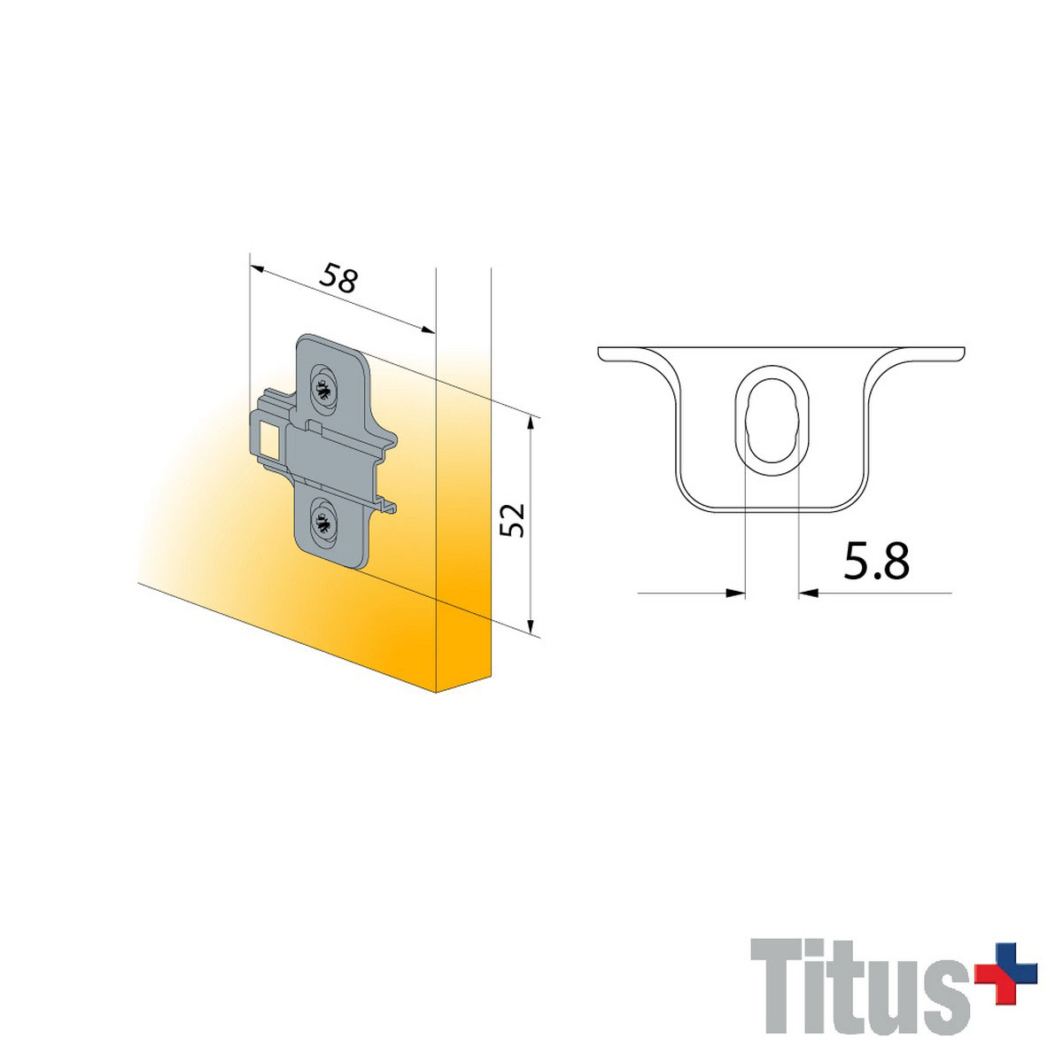 TITUS Base Clip para bisagra "S" standard s/tornillo (8002040) - Imagen 2