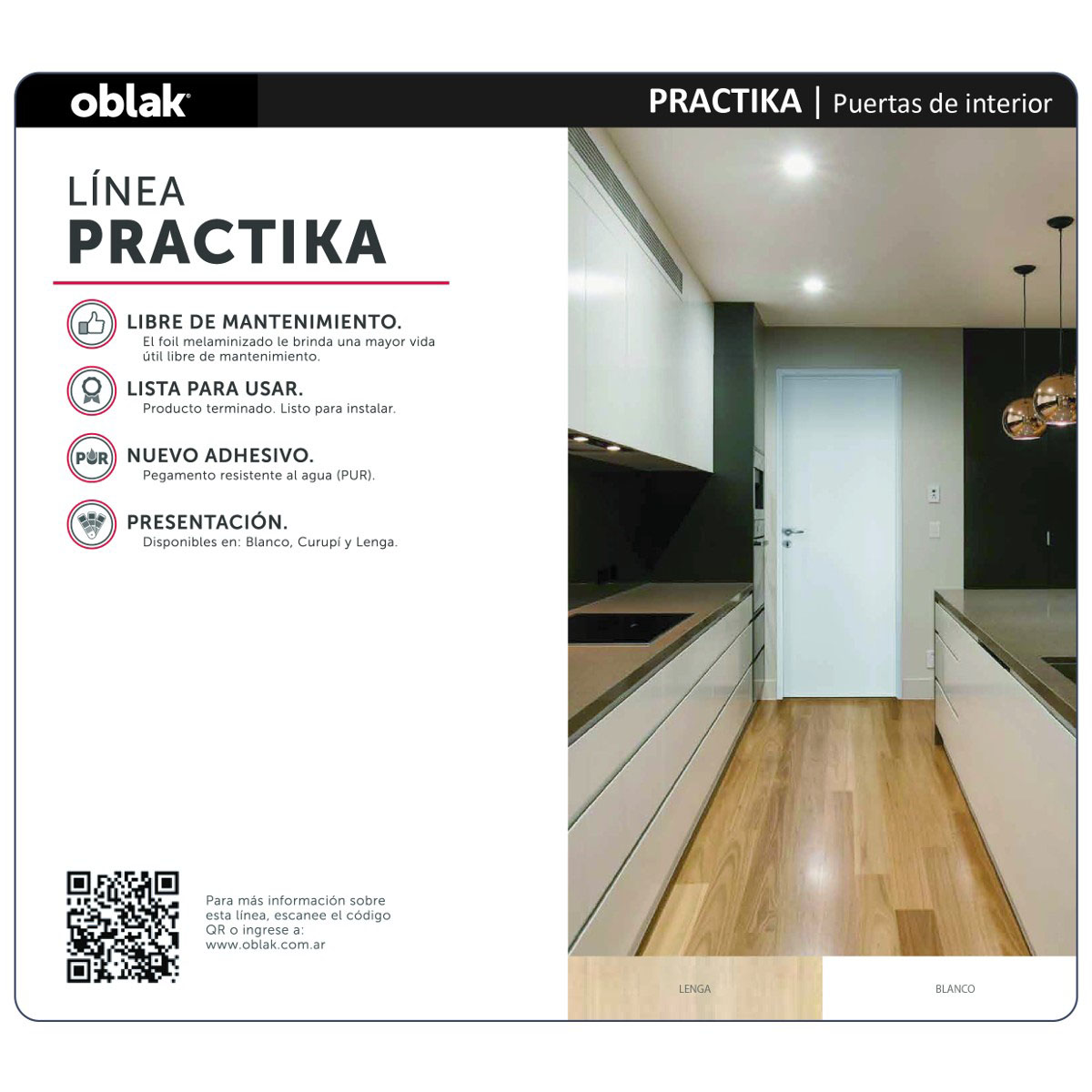 HOJA PUERTA OBLAK PRACTIKA BLANCO 70x200 DER (8008730) - Imagen 3