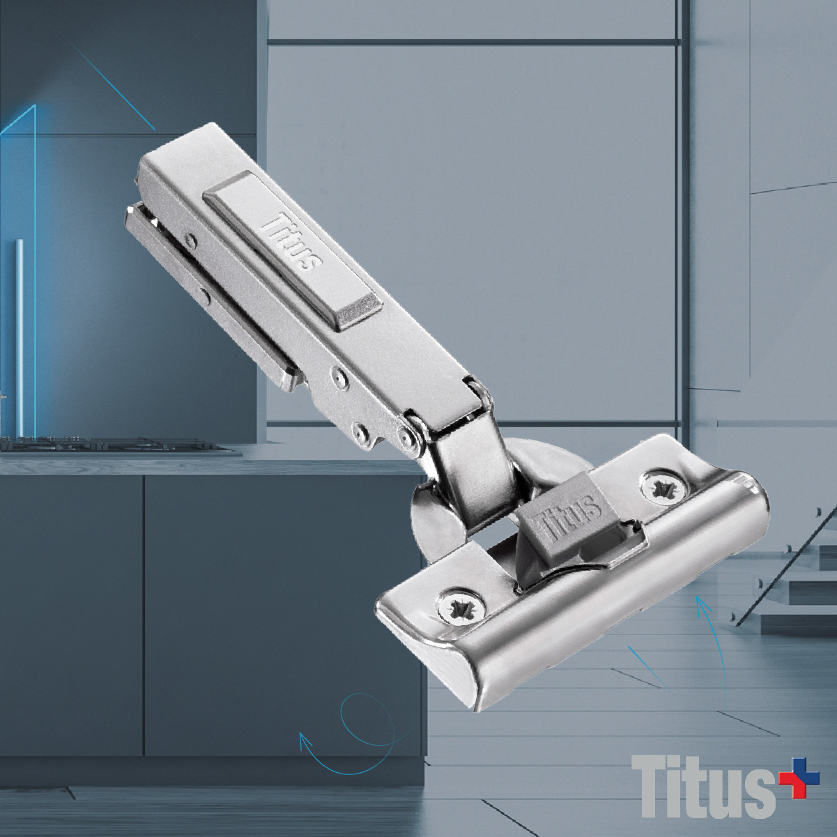 TITUS Bisagra tipo "T" PISTON y Clip CURVA 35mm (8001950) - Imagen 3