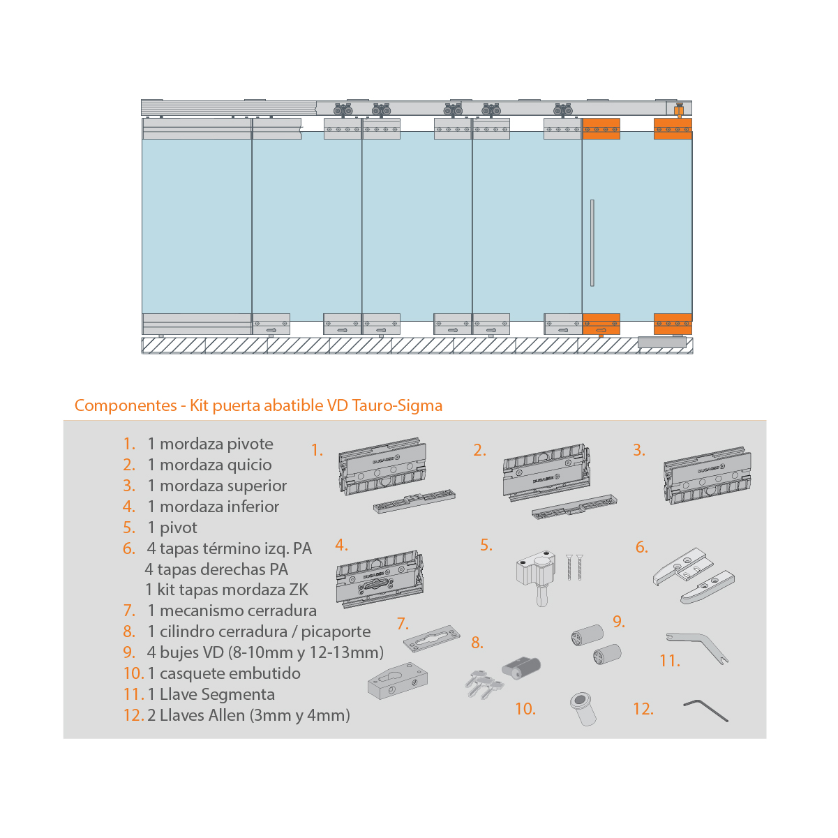 Kit Puerta abatible vidrio Ducasse (3210890) - Imagen 2