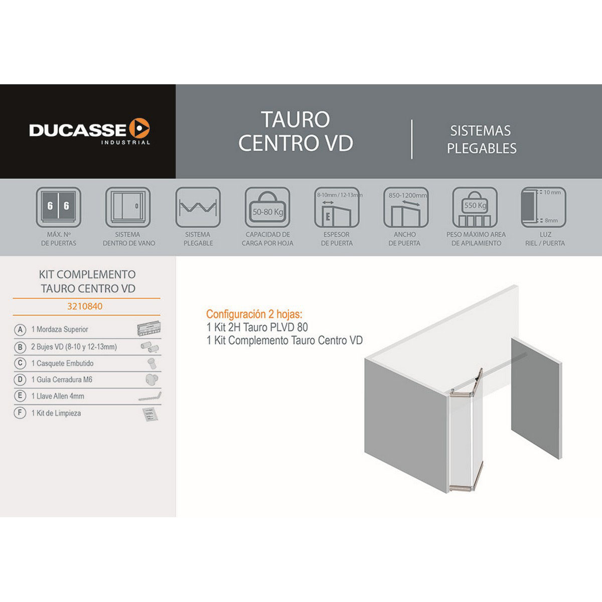 Corredera TAURO CENTRO VD (Kit complemento) (3210840) - Imagen 2