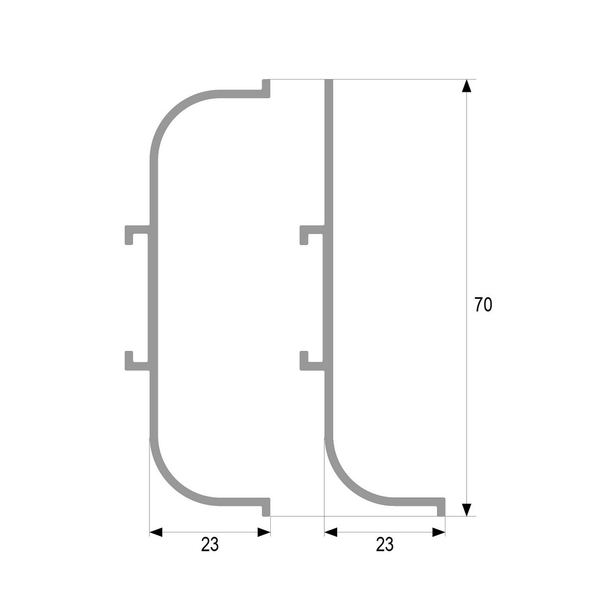 Perfil tirador "J" Aluminio 3 mts DUCASSE (3171010) - Imagen 3