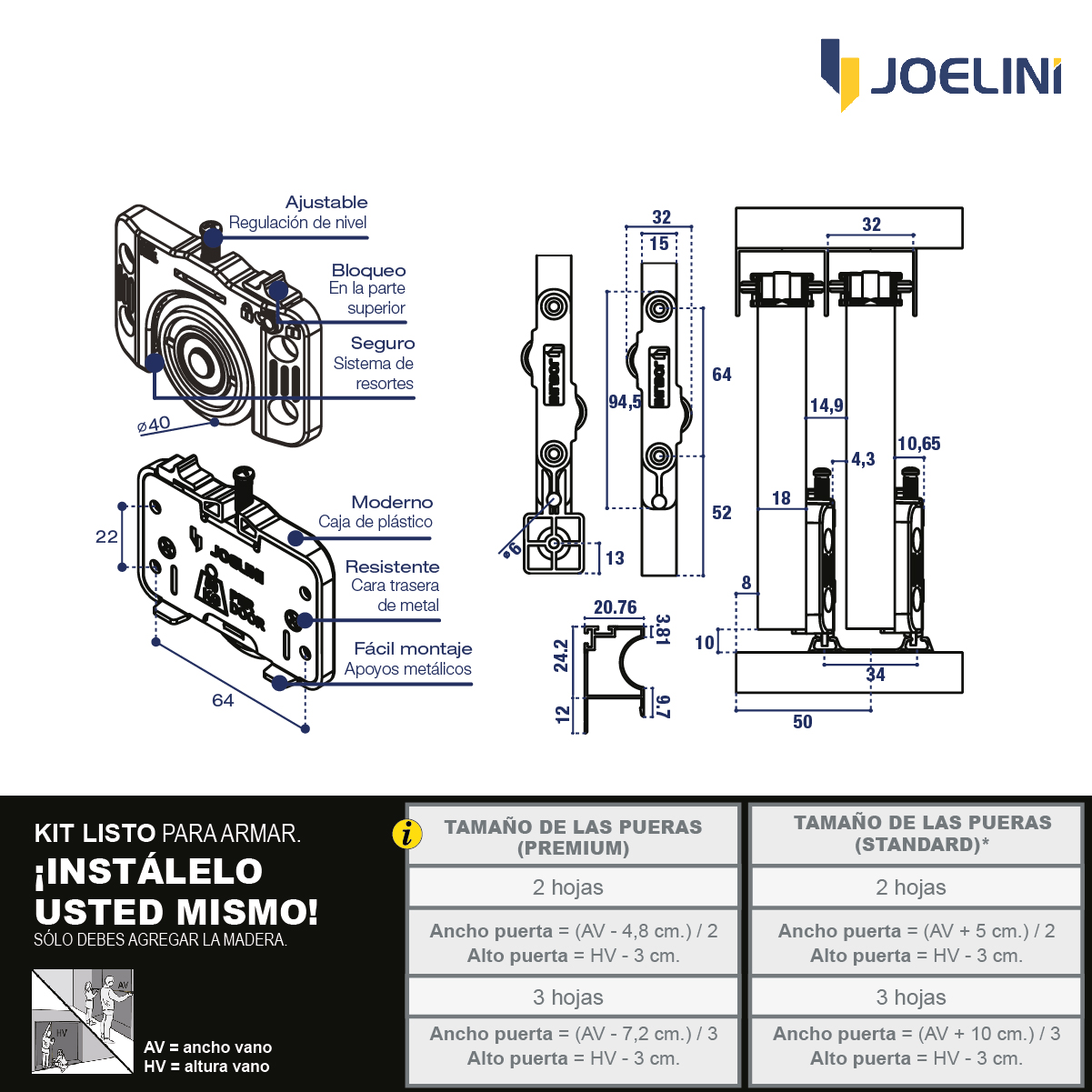 Sistema integral JOELINI 3metros STANDARD 3 HOJAS (SISJOELINI3STD3H) - Imagen 3
