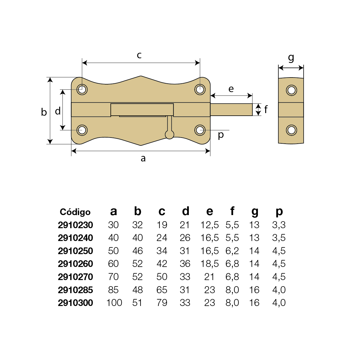 Pasador Mauser Bronceado 30x0.5 varilla 5.0mm (2910230) - Imagen 2