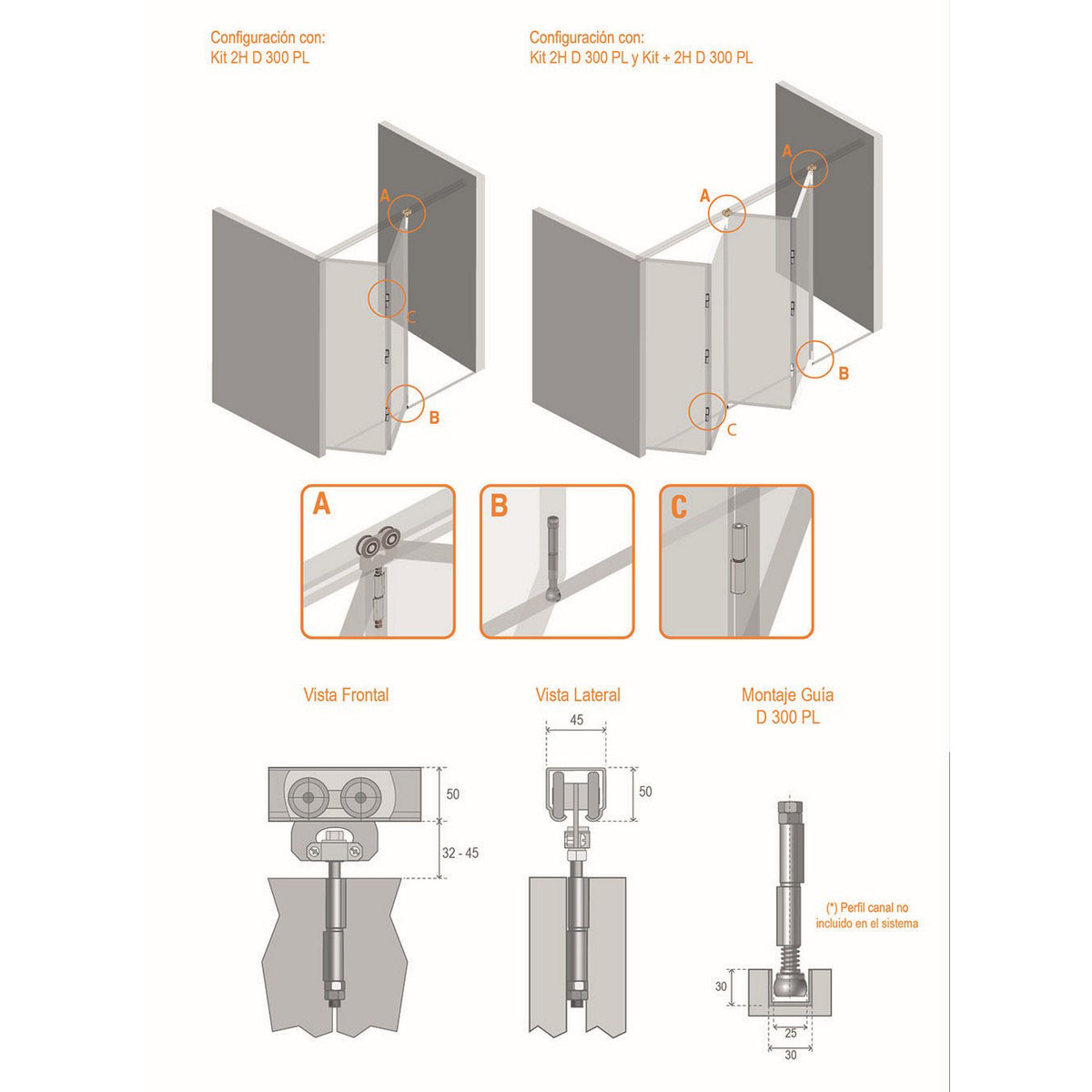 Corredera Ducass D300 PL Kit + 2 hojas (3120542) - Imagen 2