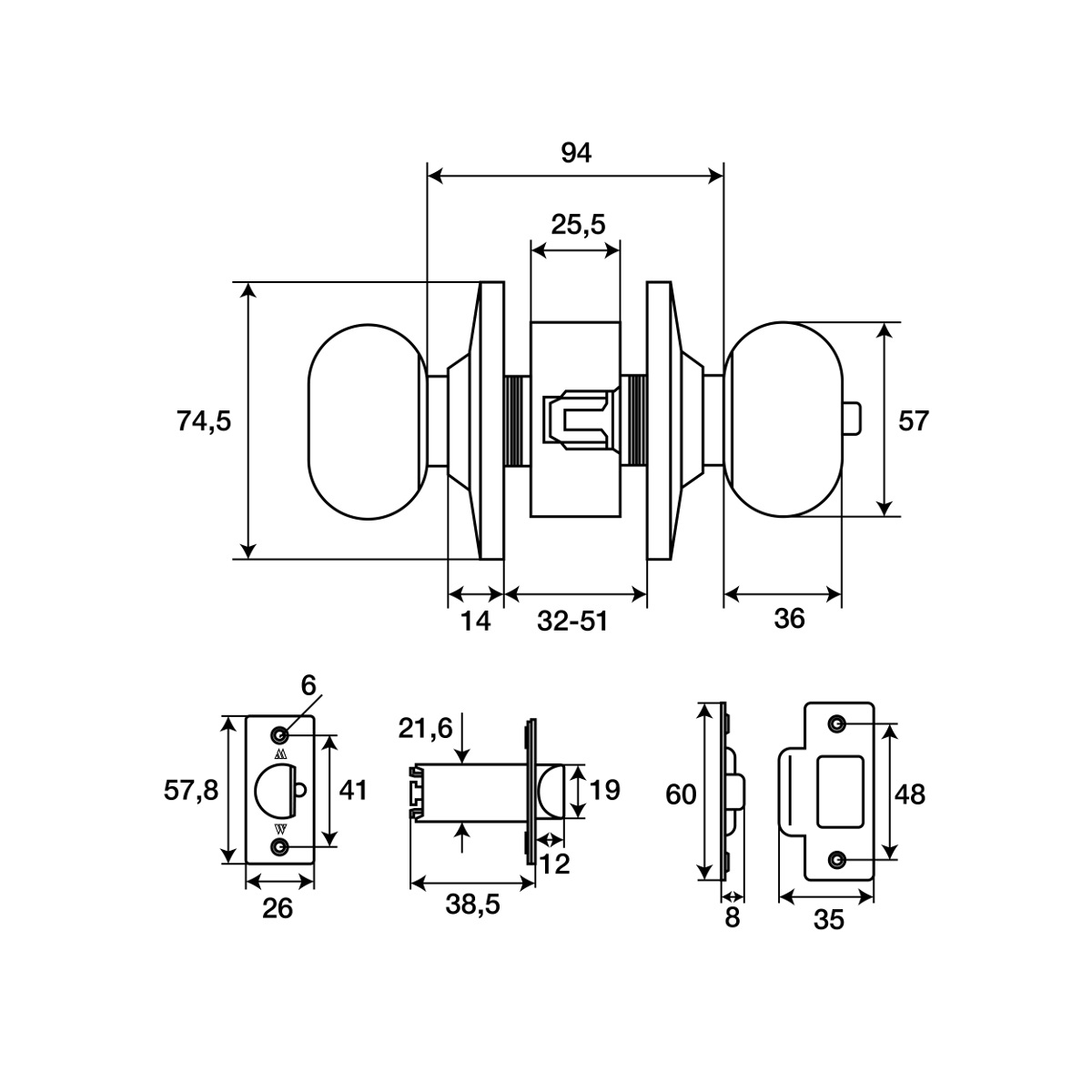 Pomo MEDIA BOLA INOX Satinado cilindro AI s/llave (2581070) - Imagen 2