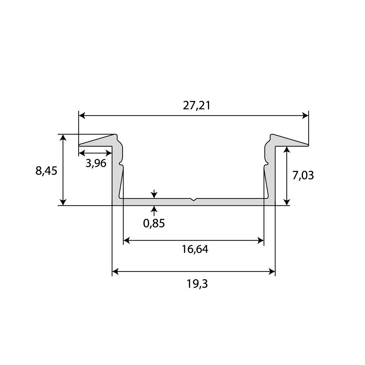 Perfil LED de embutir aluminio anodizado. 3 metros (7438130) - Imagen 3