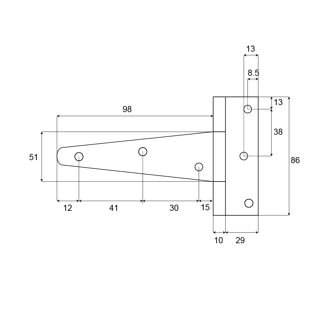 Bisagra T reforzada 4" 2.5mm.negro C96p c5 par (2464540) - Imagen 2
