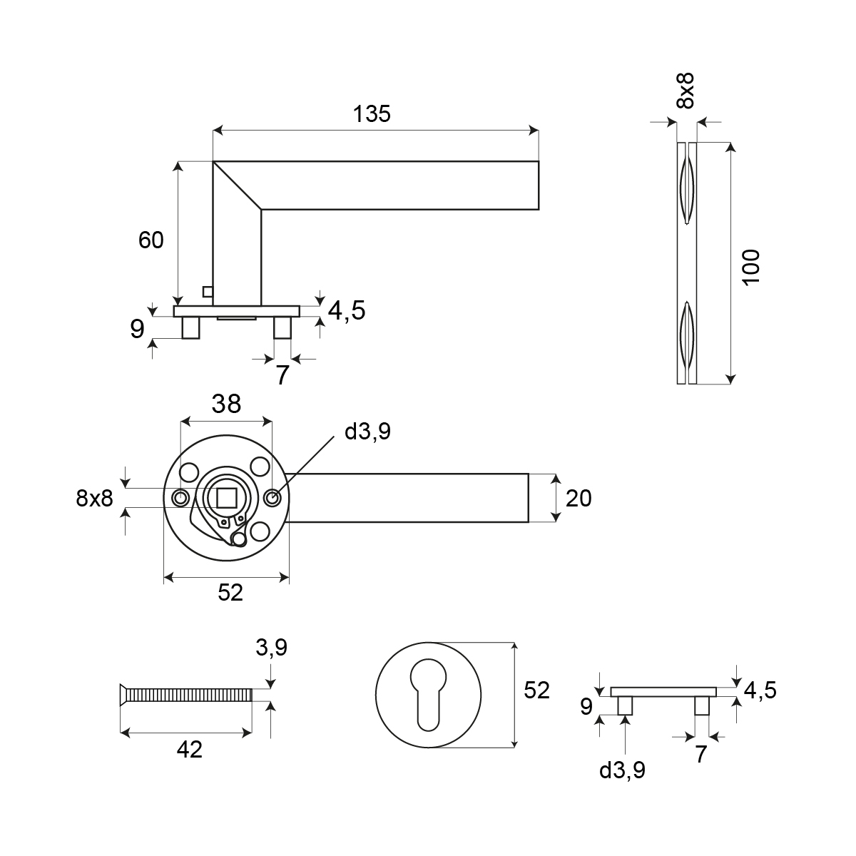 Manija con resorte cilindrica recta ac inox Magnético con bocallave (2580680) - Imagen 3