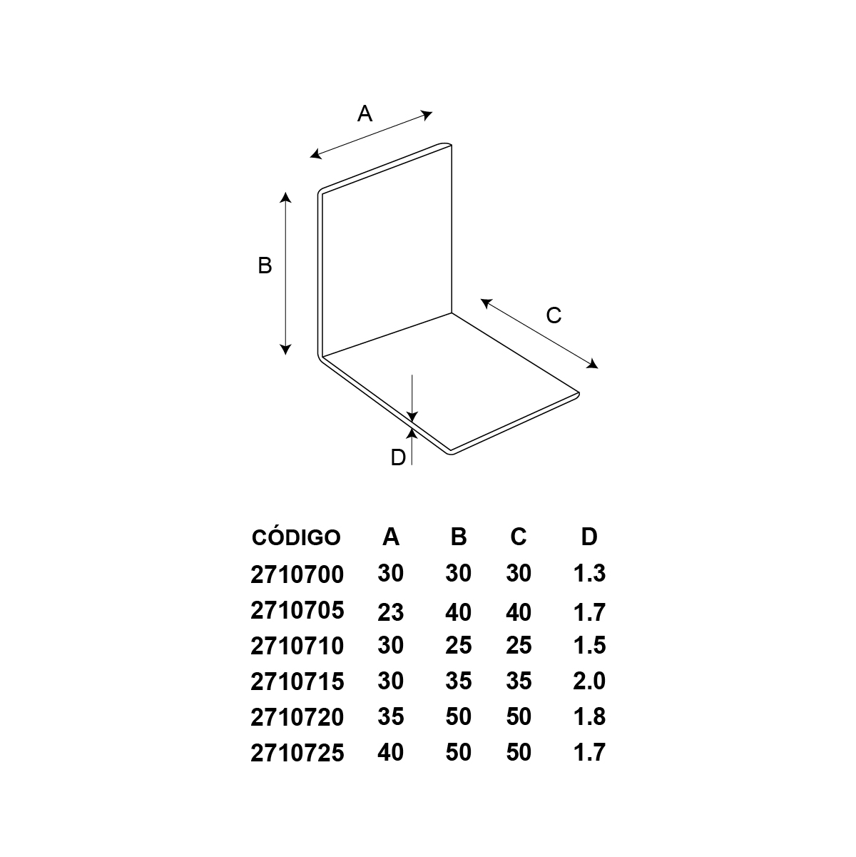 Escuadra angulo metalica 30x35x35x2.0 mm x80piezas (2710715) - Imagen 4