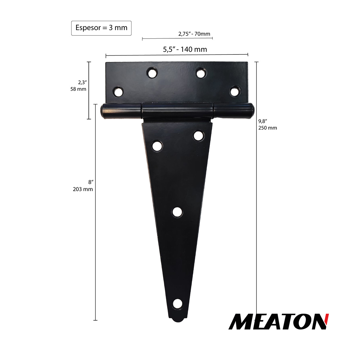 Bisagra T-EXTRA reforzada 8" 3mm Negro C20 c5 PAR (2464700) - Imagen 3