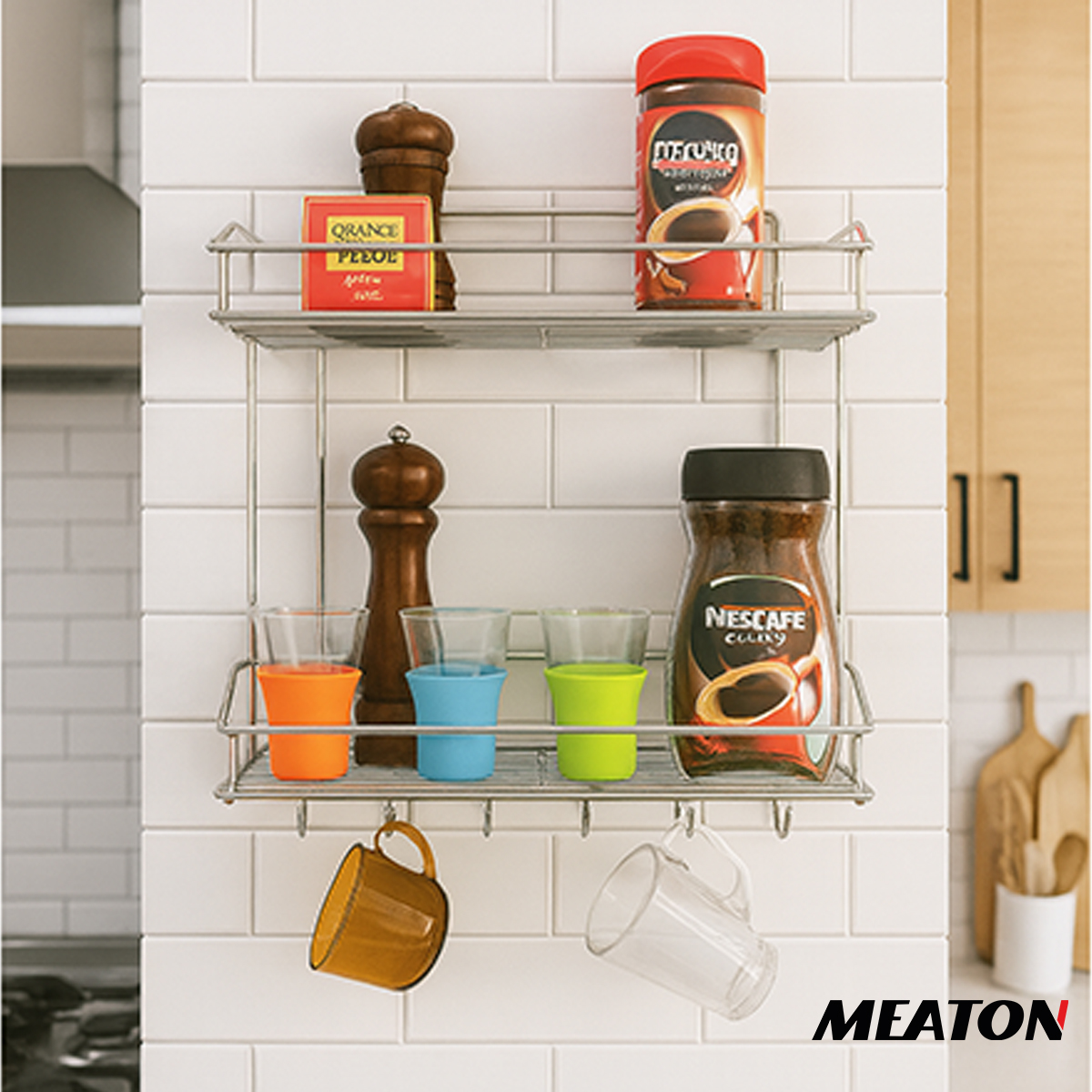 Organizador 2 estantes. 6 perchas CROMADO 355x155 mm. (2928065) - Imagen 2