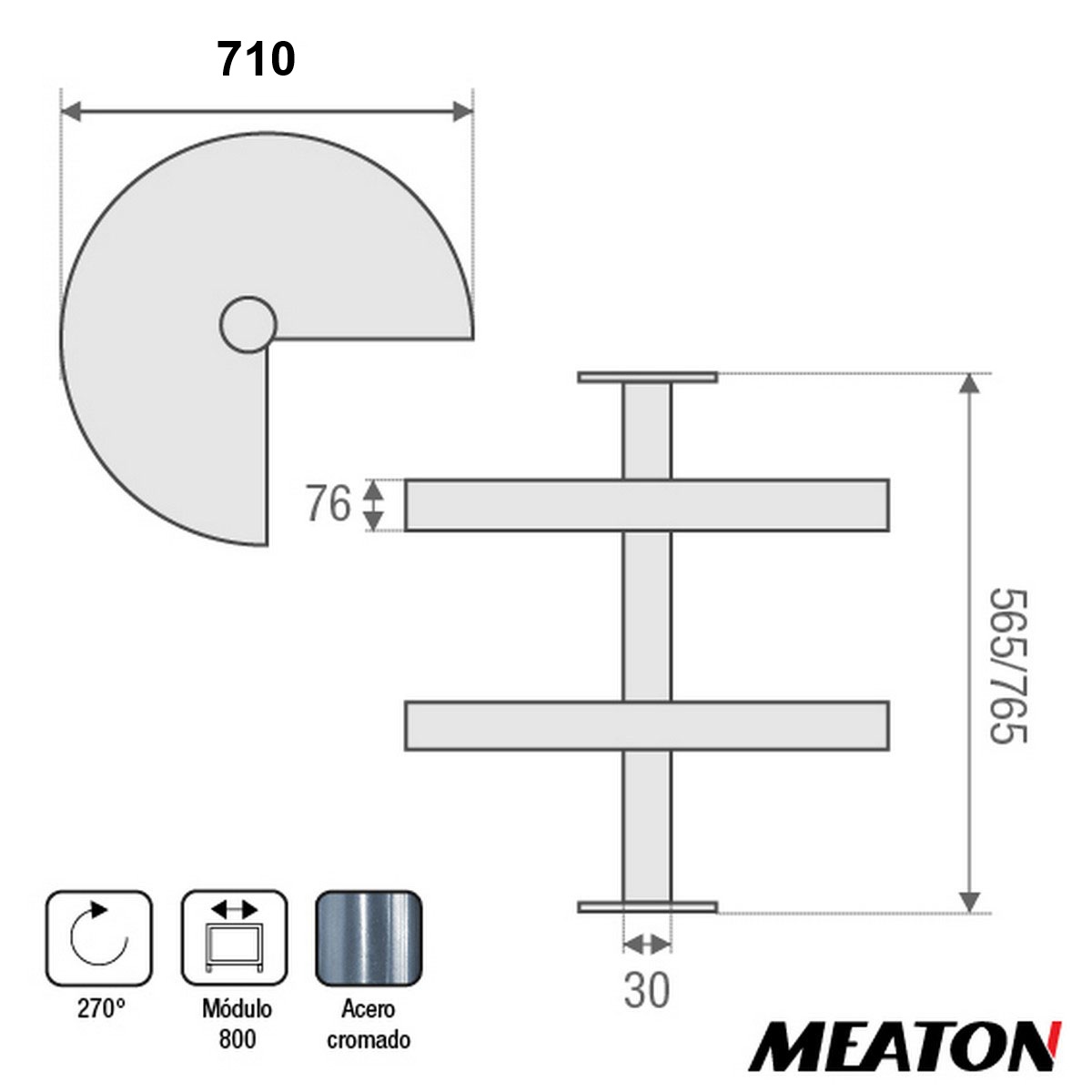 Despensa Rincon giratoria 270ª diam 710 x(565-765)mm. (2928270) - Imagen 2