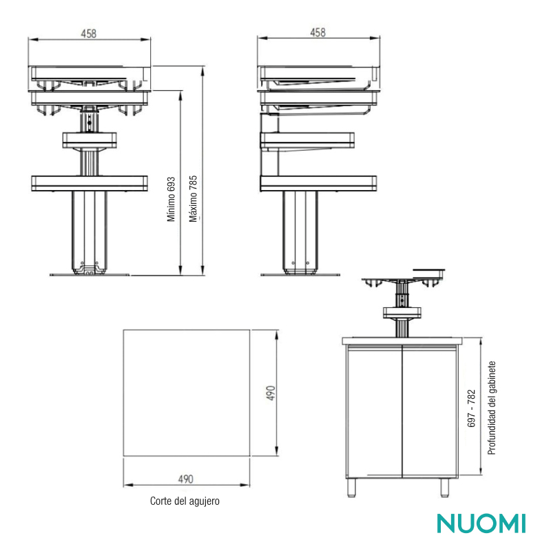 Gabinete elevable eléctrico NUOMI (Encanto) 600mm (NS1016001) - Imagen 2