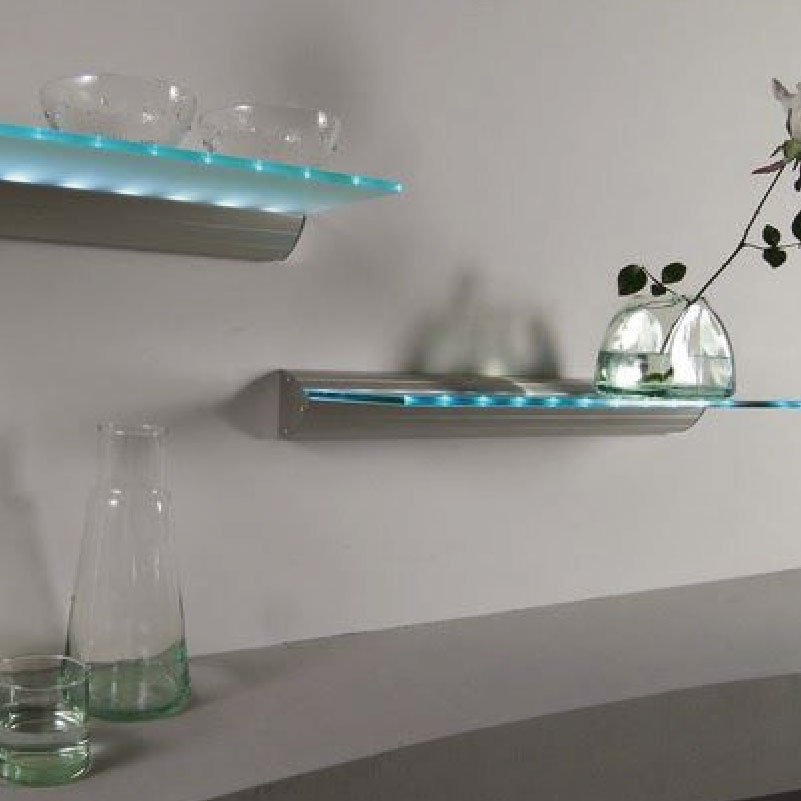 MENSULA ESTANTE VIDRIO CON LED