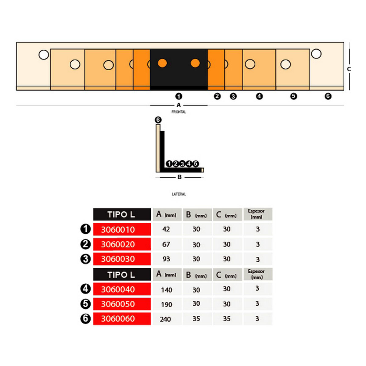 Soporte tiranteria "TIPO L T1" 67x30x30x3mm (3060020) - Imagen 2
